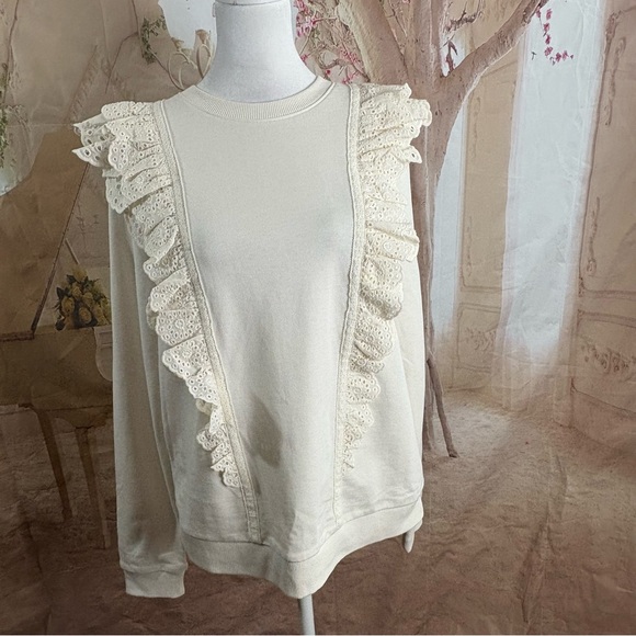 NEW Boden British Cream Lace Trim Women's Top - Picture 2 of 11